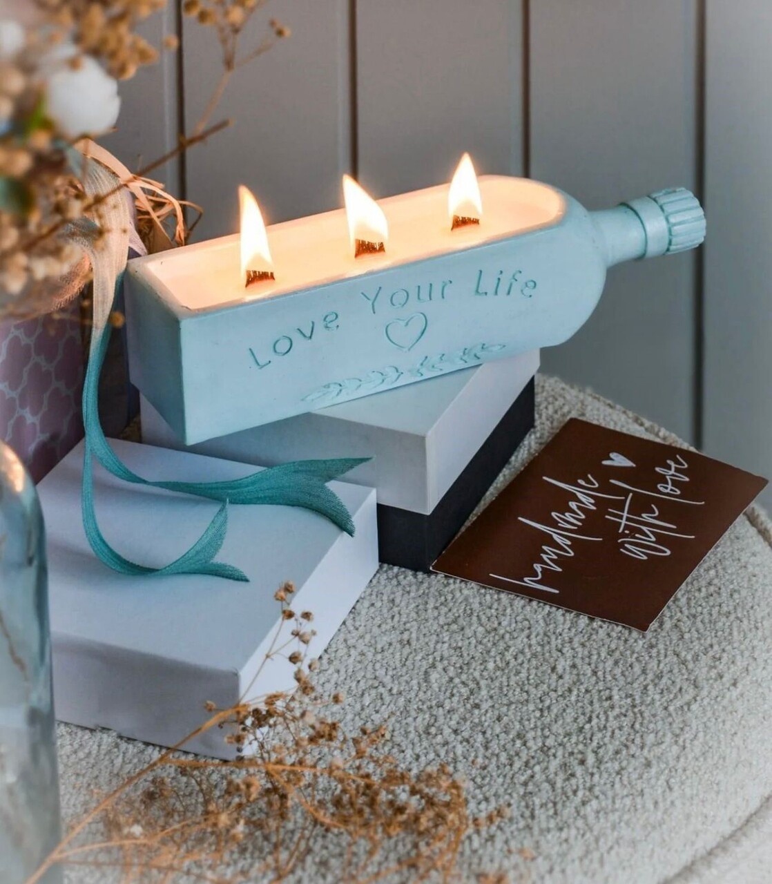 Lumanare, Ers1236, 25x6.5 cm, Albastru - imagine 3